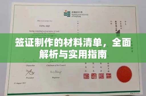 永新签证制作的材料清单，全面解析与实用指南
